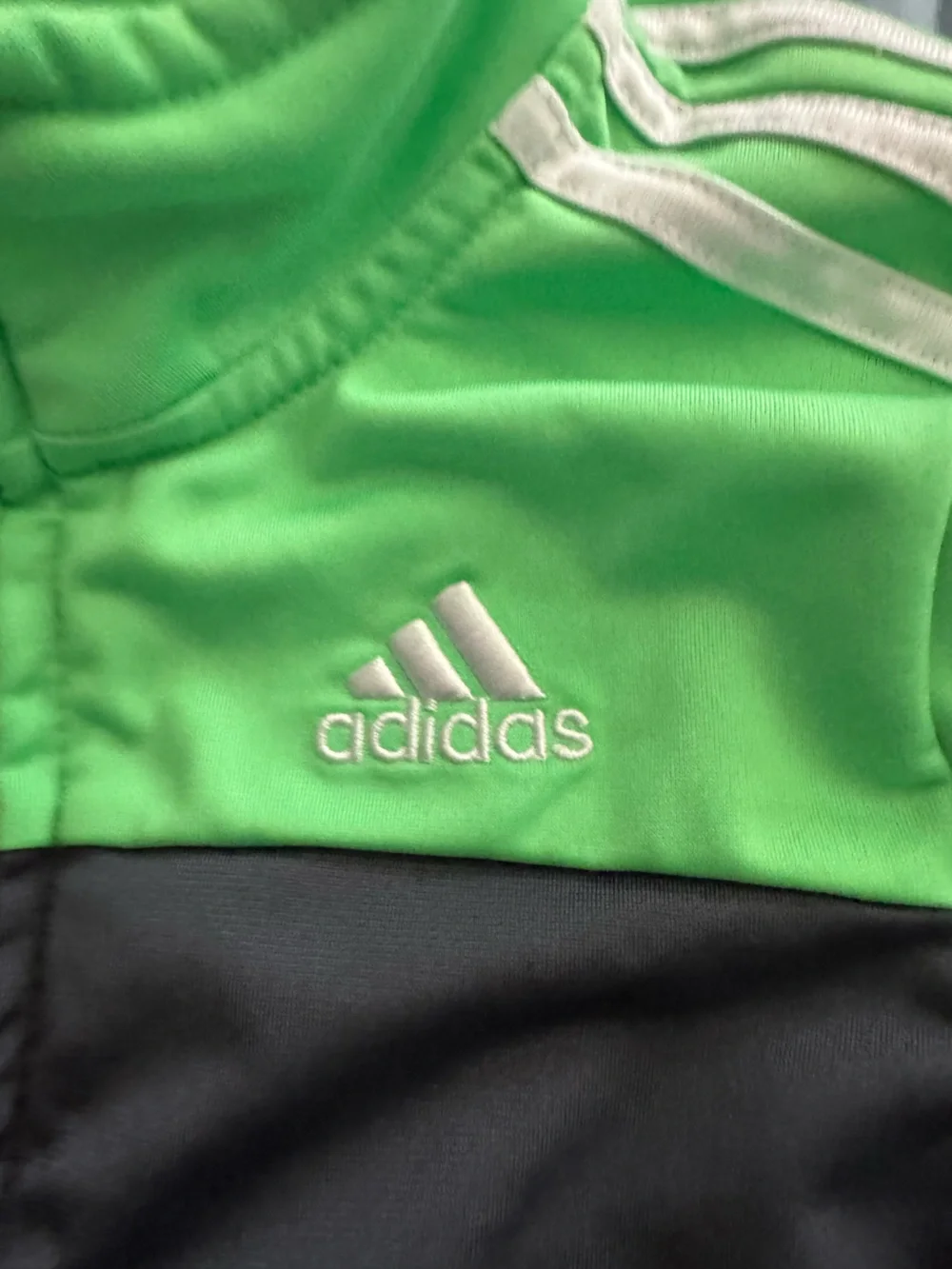 adidas Kids Neon Green, Gray & Black Colorblock Puffer Jacket